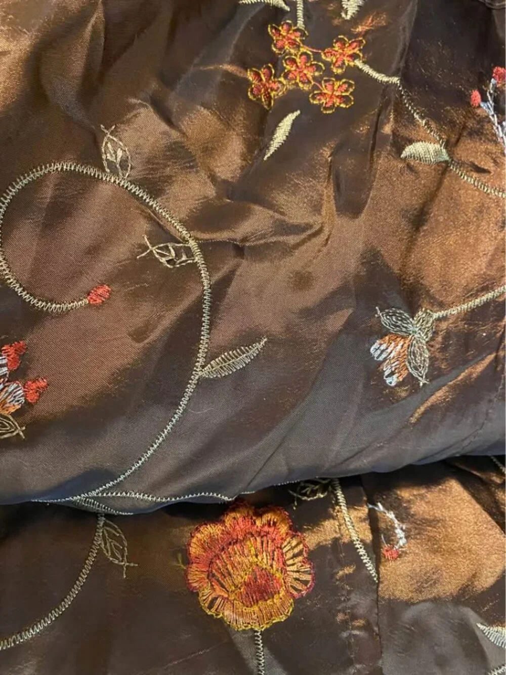 Chocolate Brown Floral Embroidered Shower Curtain – Whimsigoth Coquette Decor –